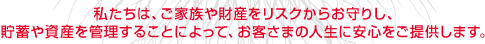 �������́A���Ƒ�����Y�����X�N���炨��肵�A���~�⎑�Y���Ǘ����邱�Ƃɂ���āA���q���܂̐l���Ɉ��S�����񋟂��܂��B