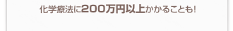 化学療法に200万円以上かかることも!