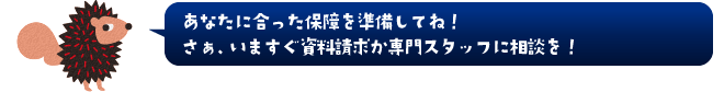 あなたに合った保障を準備してね!さぁ、いますぐ資料請求か専門スタッフに相談を!